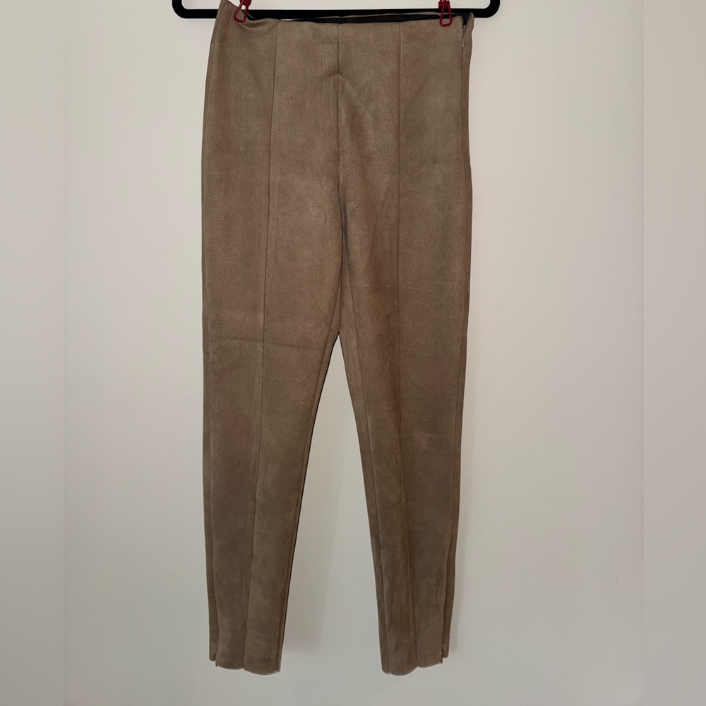 Zara Tan Suede-Look High-Waist Pants